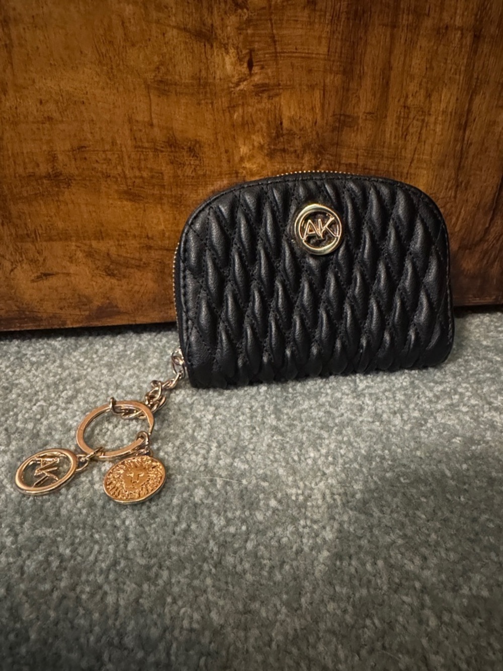 Anne Klein black wallet with gold charm